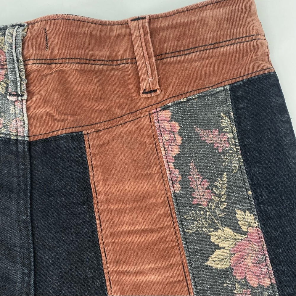 Free People Patchwork High Rise Corduroy Black Denim Shorts - Picture 8 of 8